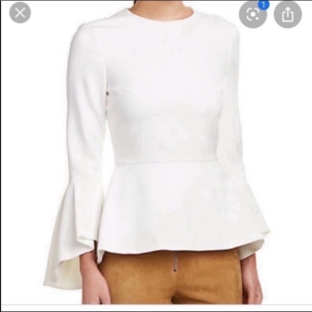 Alice + Olivia Employed Trumpet Sleeve Peplum Top